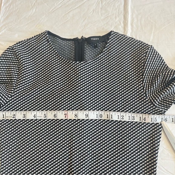 Theory Black White Claymont Rijik Check Stripe Stretch Sheath Dress - Picture 12 of 16